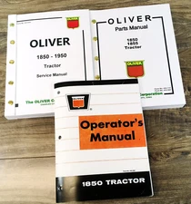 Oliver 1850 Tractor Service Parts Operators Manual Set Repair Workshop Shop Book