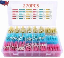 270pc Waterproof Heat Shrink Wire Connectors Crimp Electrical Butt Terminals kit