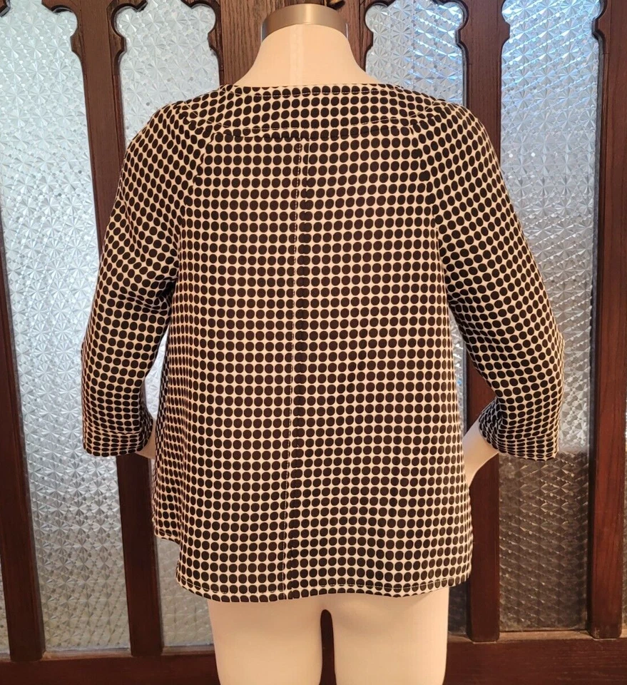 MAX STUDIO Black and White Graphic Dot 3/4 Sleeve Swing Jacket, Lined, Size S - Image 3 of 4