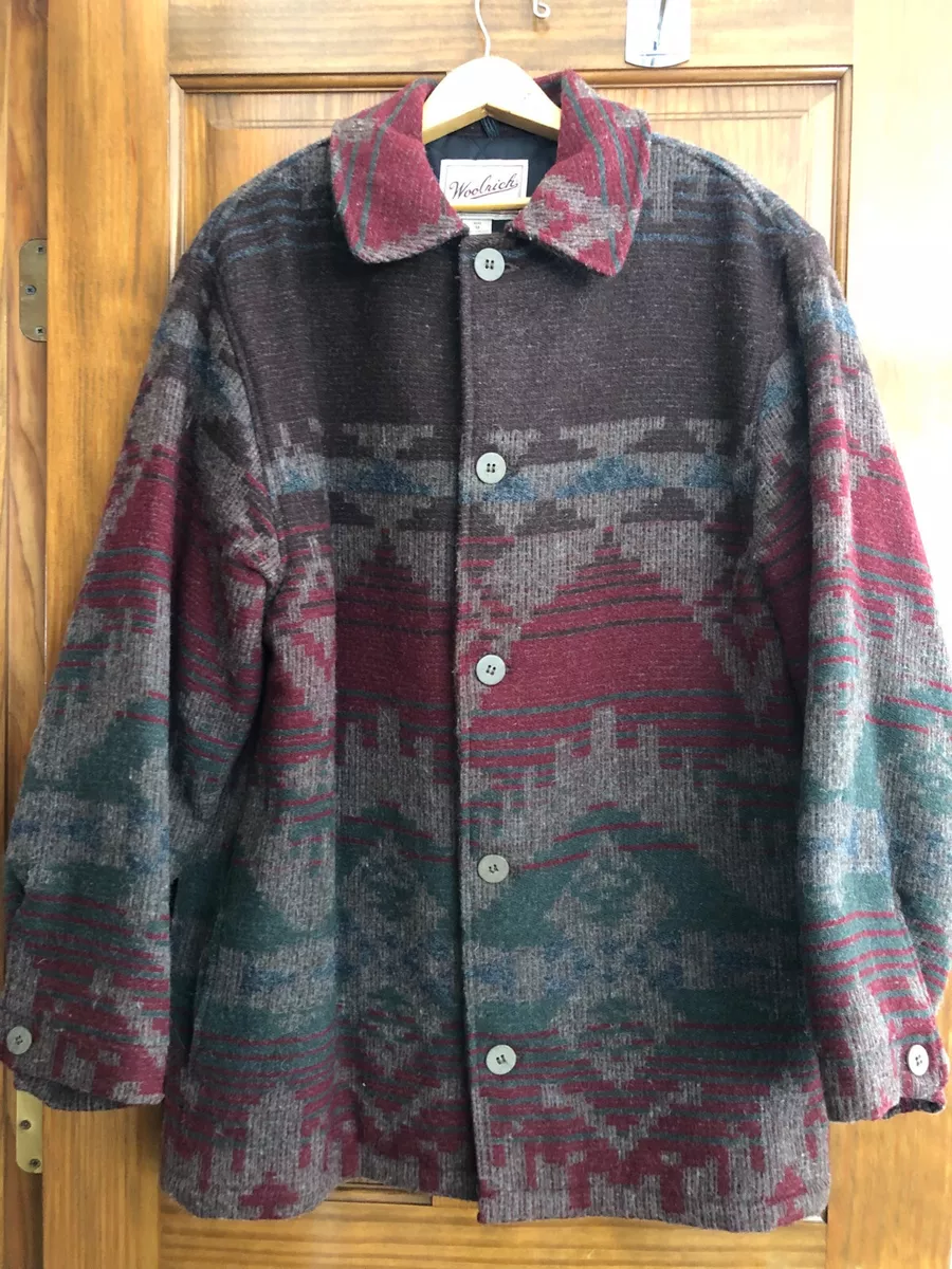 Woolrich Aztec Southwestern Blanket Wool Men s Vintage Coat Jacket Medium M