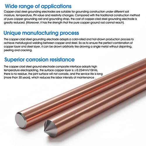 Earthing Rod 4ft Copper Grounding Rod With Clap - Ideal For Electric ...