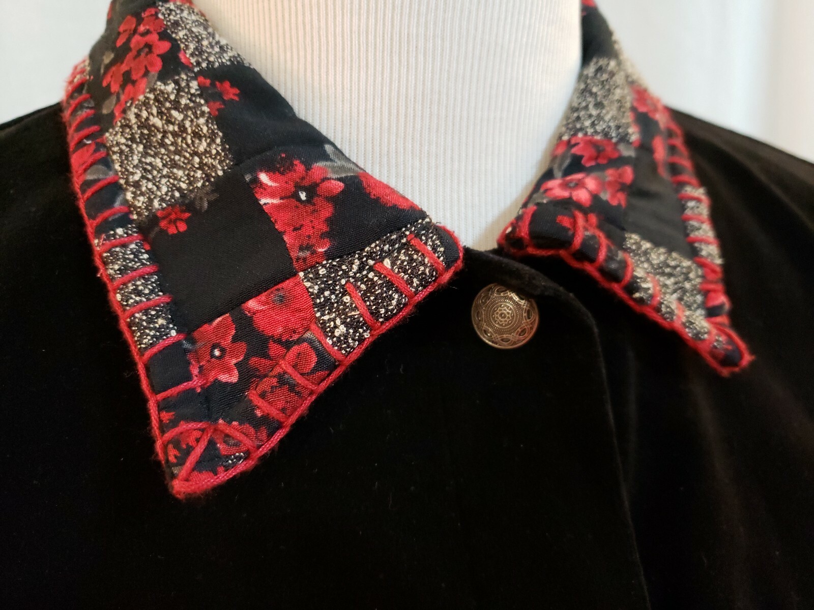 Stonebridge Black Velvet Patchwork Trim Western S… - image 5