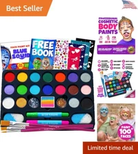 Professional Face Painting Kit - 22 Color 160pcs with Stencils & Book - Washable