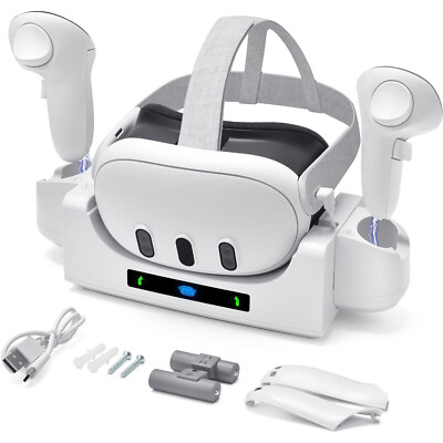 Schnell-Ladestation für Meta Quest 3 VR Headset Controller Zubehör mit LED-Licht