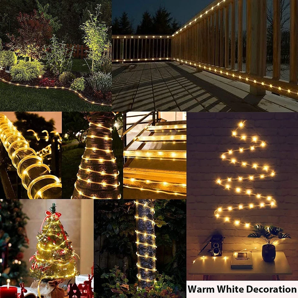 Solar Rope Tube Fairy Lights for Xmas Swimming Pool Garden Deck DIY Decor [A+++] - Image 2 of 4
