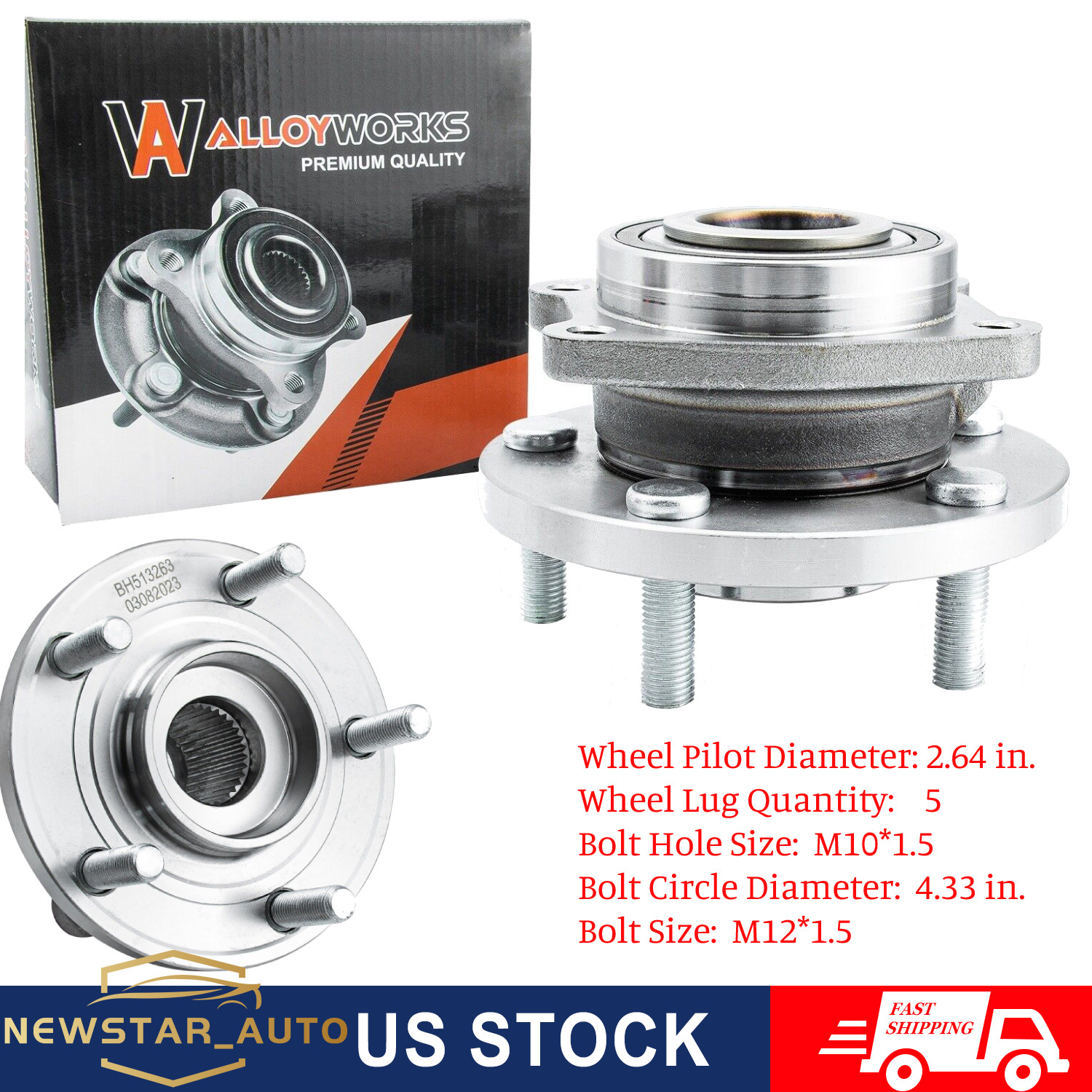 Front Wheel Hub Bearing Fits 2007-14 Dodge Avenger Chrysler 200 Sebring Cirrus.