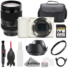 Sony ZV-E10 White Body  FE 24-240mm f/3.5-6.3 OSS Lens 64GB UV Filter-BasicKit