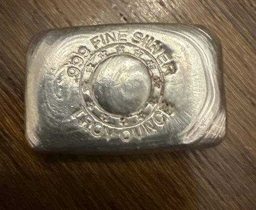 Silver Bullion Hand Poured Bar Stamped Seal- 1 Troy OZ -HIGHLY RARE!