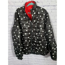 Disney Reversible Puffer Jacket Black  White Mini Mouse Red XL Vacation Casual