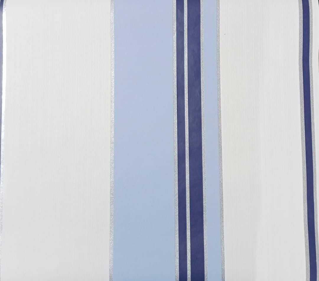 Textured Blue Stripe Wallpaper Paste The Wall Vinyl Navy White Glitter Metallic
