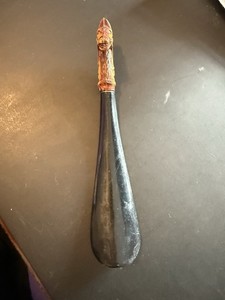 Vintage Black Shoe Horn with Horse Head Handle Collectible Decorative Accessory