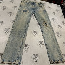 EVOLUTION IN DESIGN Distressed Straight Jeans Light Blue Size 16