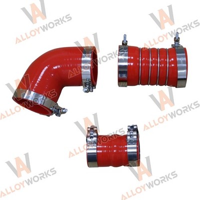 For GM LBZ LMM Duramax 6.6L 2006~2010 Red Silicone Hose Kit W/ Stainless Clamps