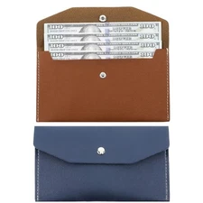 2 Pcs Cash Envelope Wallet Pu Leather Money Holder Reusable Retro Clutch Wallet