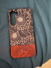 Floral Brown & Black Hard Back SG21 Cover w/ Wood-Look Bottom, Phone Case -m — photo 1