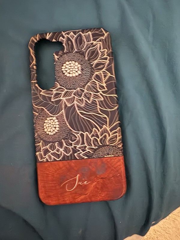 Floral Brown & Black Hard Back SG21 Cover w/ Wood-Look Bottom, Phone Case -m