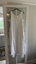 H Hannoh Wessel White Linen Midi Dress With Pockets. Size 36