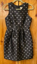 WOMEN'S BLACK WITH SILVER POLKA DOT DRESS BY J CREW SIZE 2 PETITE