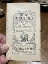 Antique Choice Receipts Book  For Baker Chocolate & Cocoa Copywright 1897