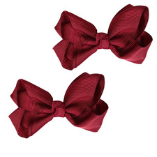 3 Inch Grosgrain Bow for Little Girls- Set of 2, Burgundy  Small Boutique Hair