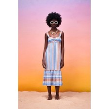 NWT Zara STRIPED LINEN BLEND DRESS SIZE S