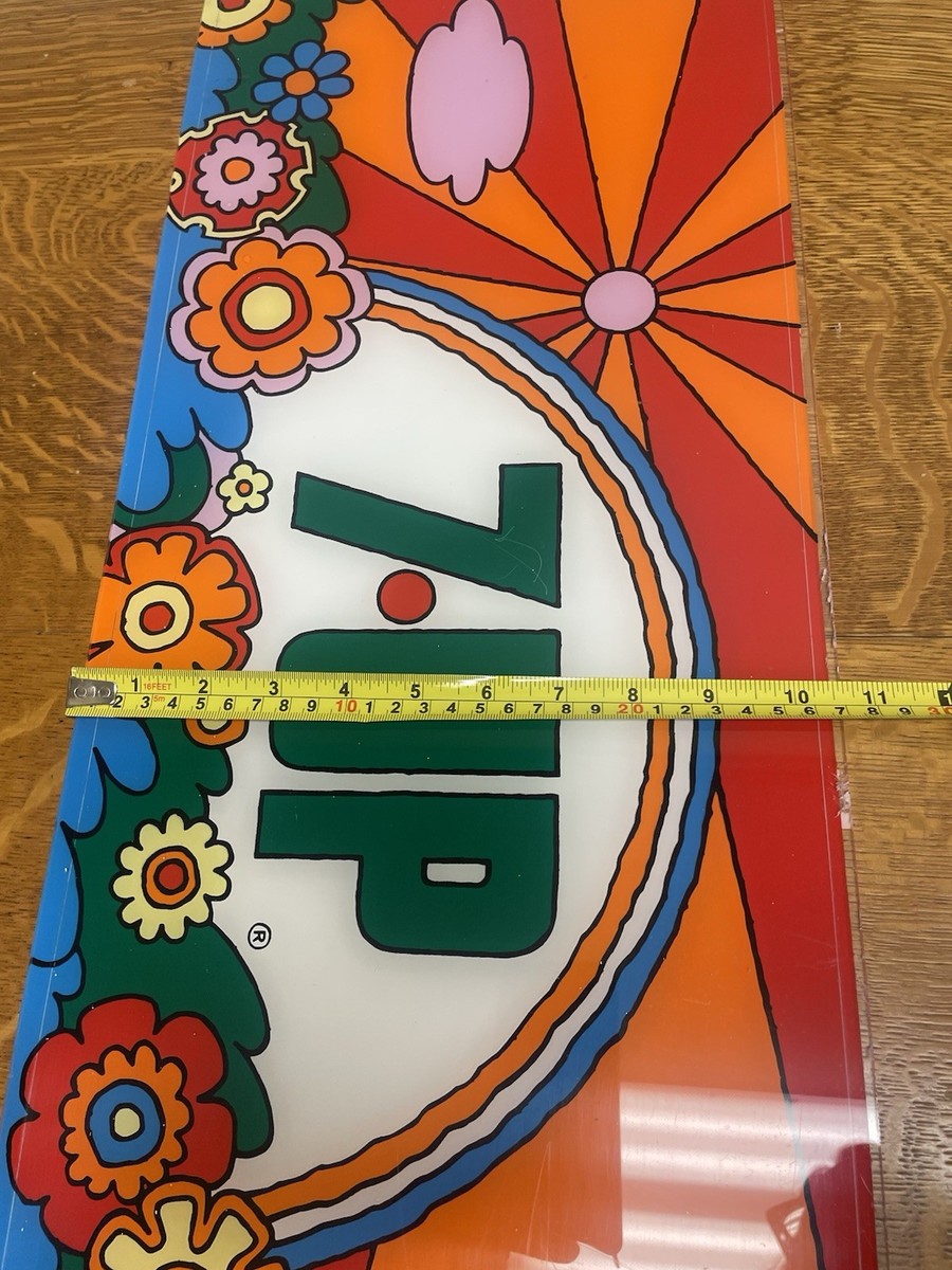 Vintage 7 Up Soda Peter Max Style Plexiglass Advertising