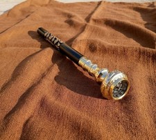 Wooden Walking Stick with Brass Compass Handle   Steampunk Nautical Cane