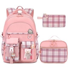 Girls Backpack with Lunch Box Cute School Backpack for Girls Kids Teens Kawai...
