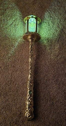 Disney Tinkerbell Golden Light Up Wand w/ Fairy Dust Sounds, Green Button Glow - Picture 2 of 2