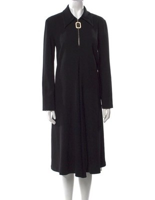 J.W. Anderson Fluid Midi Long Sleeve Zip Dress   Black (Size 6)
