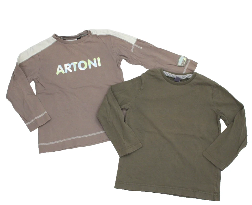 Villa Happ Zara 2x Langarm-Shirt Longsleeve Jungen Gr. 110 braun grün - Bild 1 von 1