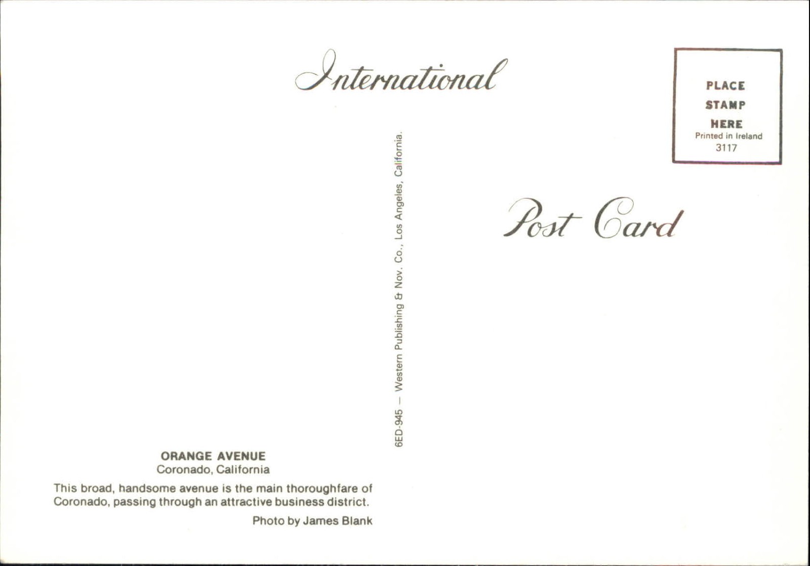 Coronado California ~ Orange Avenue ~ Jeep Willys? ~ van wagon 1980s ~ postcard