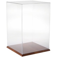 Plymor Clear Acrylic Display Case with Hardwood Base, 12" W x 12" D x 18" H