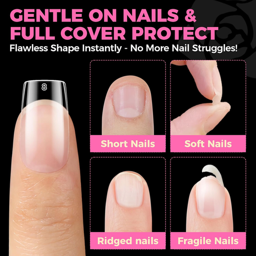 Nail Tips Square: 504PCS Short Square Nail Tips Pre Etched Gel Fake Nails Tips, - Picture 7 of 12