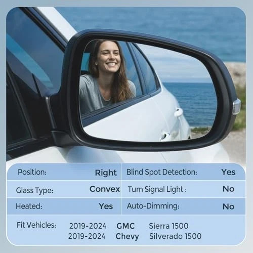 Spiegelglas Beifahrerseite rechts - kompatibel mit GMC Sierra 1500 2019-2024,  - Bild 2 von 4