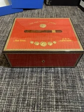 Elie Bleu Medailles Medals  'Red 75CT Humidor Excellent Condition