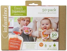 Disposable Squeeze Pouches Baby Food 50 Count Pack Freezer Safe Infantino Babies