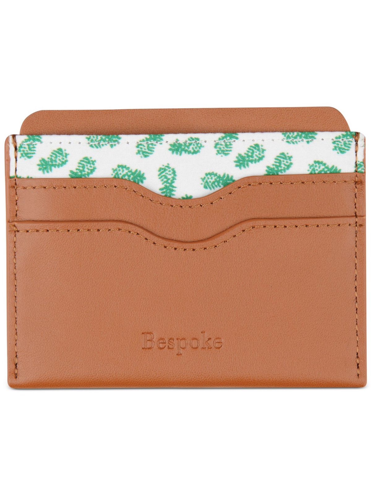 Изготовленный на заказ мужской держатель для карт из бежевой кожи с принтом ананаса