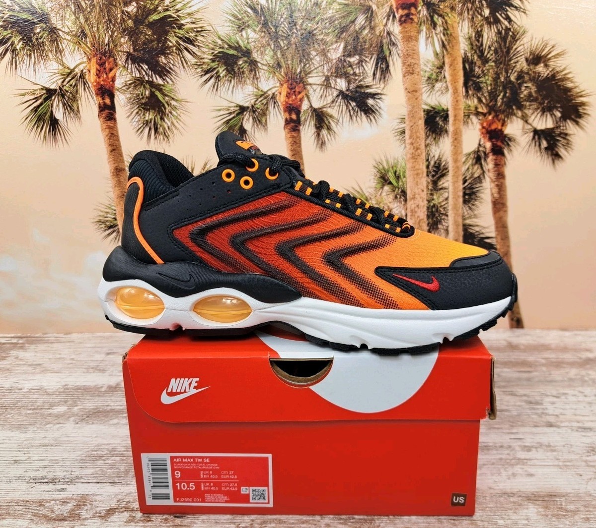 Nike Air Max TW SE Total Orange Black Sneakers FJ2590-001 Men's