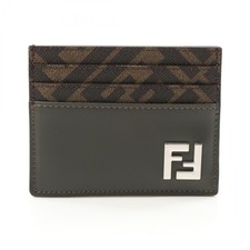 FENDI FF logo Card Case 7M0164AFF2F1QCZ leather canvas Green Black NEW mens