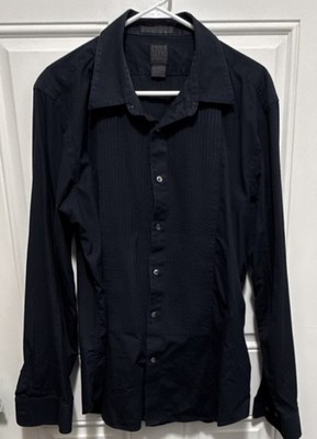 Gap Men's Tuxedo Dress Black Fitted Shirt L 16-16.5 100% Cotton 