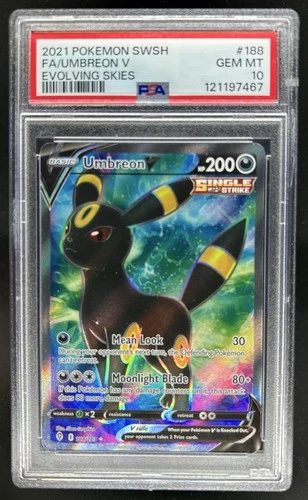 2021 Pokemon SWSH Evolving Skies Umbreon V #188/203 PSA 10 GEM MINT