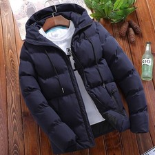 Men Jacket Puffer Bubble Down Hooded Winter Warm Coat Quilted Zip Padded Outwear