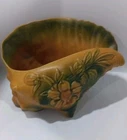 Roseville Pottery Peony 1942 Yellow Conch Shell Planter Vase 436 BEAUTIFUL