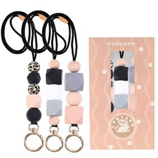 3 PCS Cute Silicone Beaded Teacher Lanyards for ID Badges Keys for Women