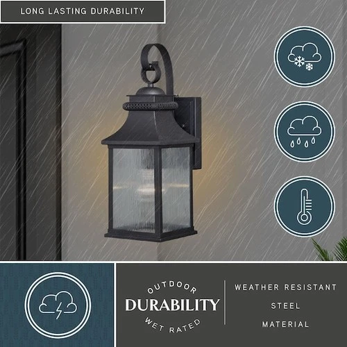 VAXCEL T0473 Cambridge 1 Light Dusk to Dawn Bronze Outdoor Wall Lantern Clear - Picture 7 of 7