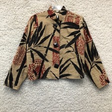 VINTAGE Painted Pony Jacket Medium Adult Beige Asian Inspired Tapestry Womens M