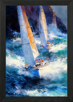 Yacht Boot Rennen 3 gerahmte Wandbilder Poster Leinwanddruck Bild