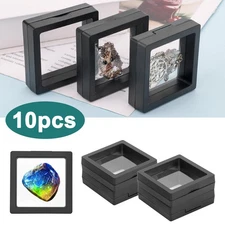 10 PCS 3D Floating Square Display Boxes – Clear PE Film Frame for Coins Jewelry
