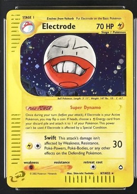 Elektrode Aquapolis H7/H32 Holo 2002 Pokemon Vintage Karte. Eng (Top Zustand.)